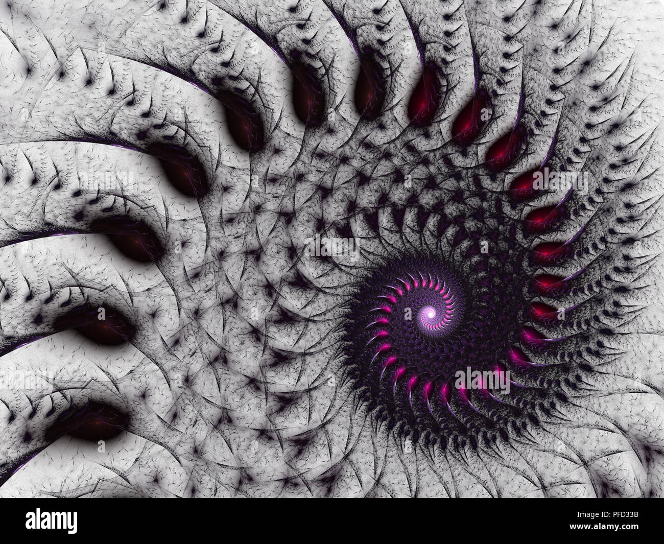 Fractual Form Example An abstract computer generated modern fractal design on white ...