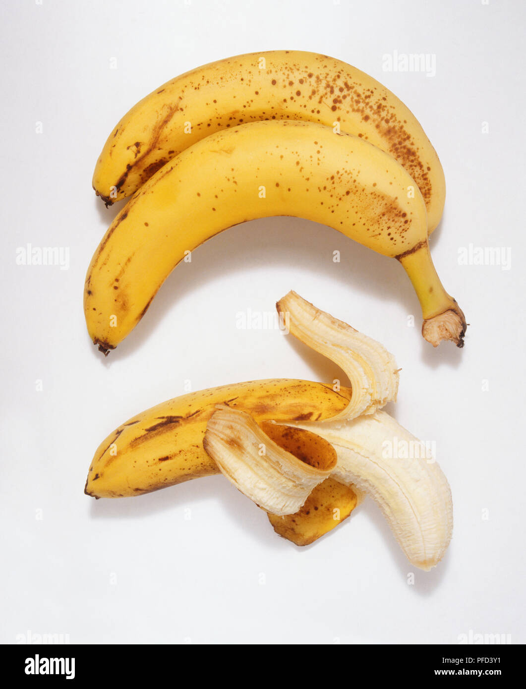 Half-peeled banana Stock Photo