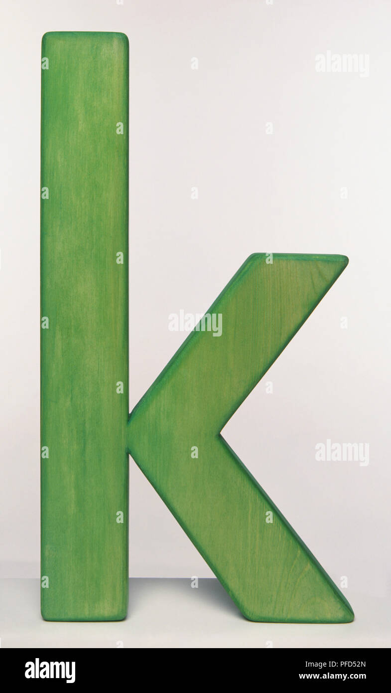 Green wooden letter 'k' Stock Photo