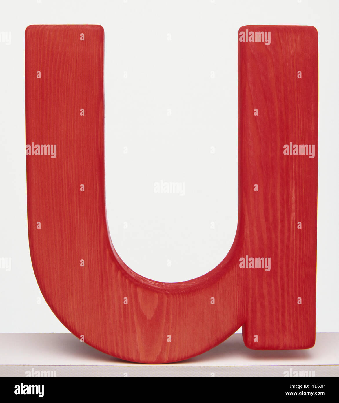 Red wooden letter 'u' Stock Photo