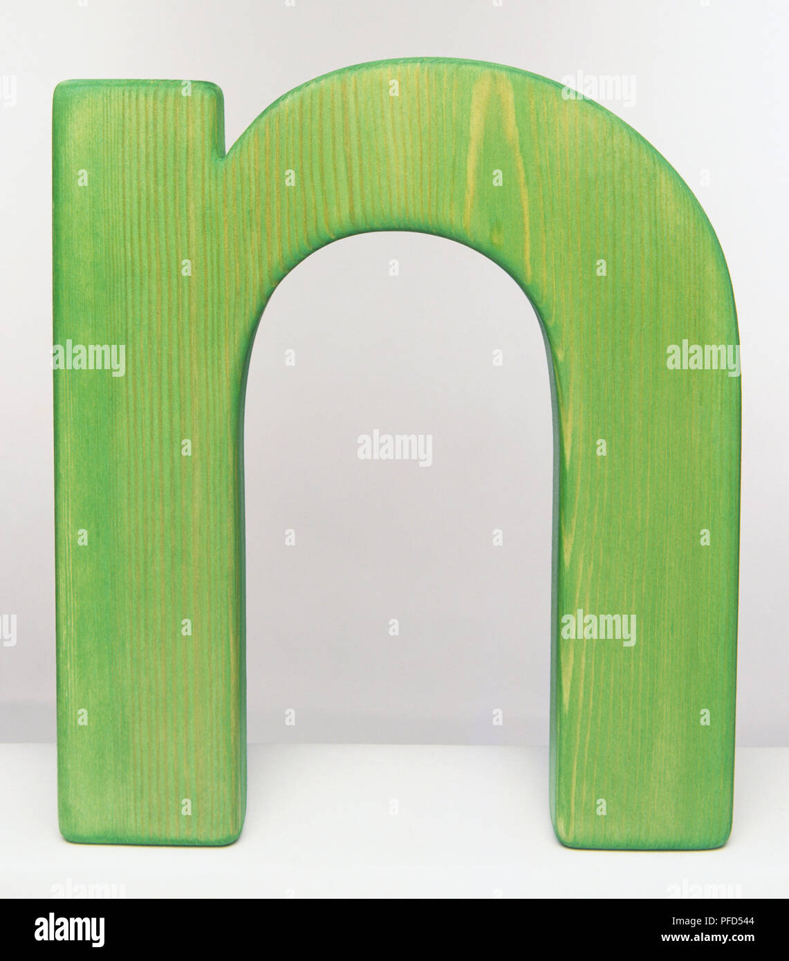 Green wooden letter 'n' Stock Photo