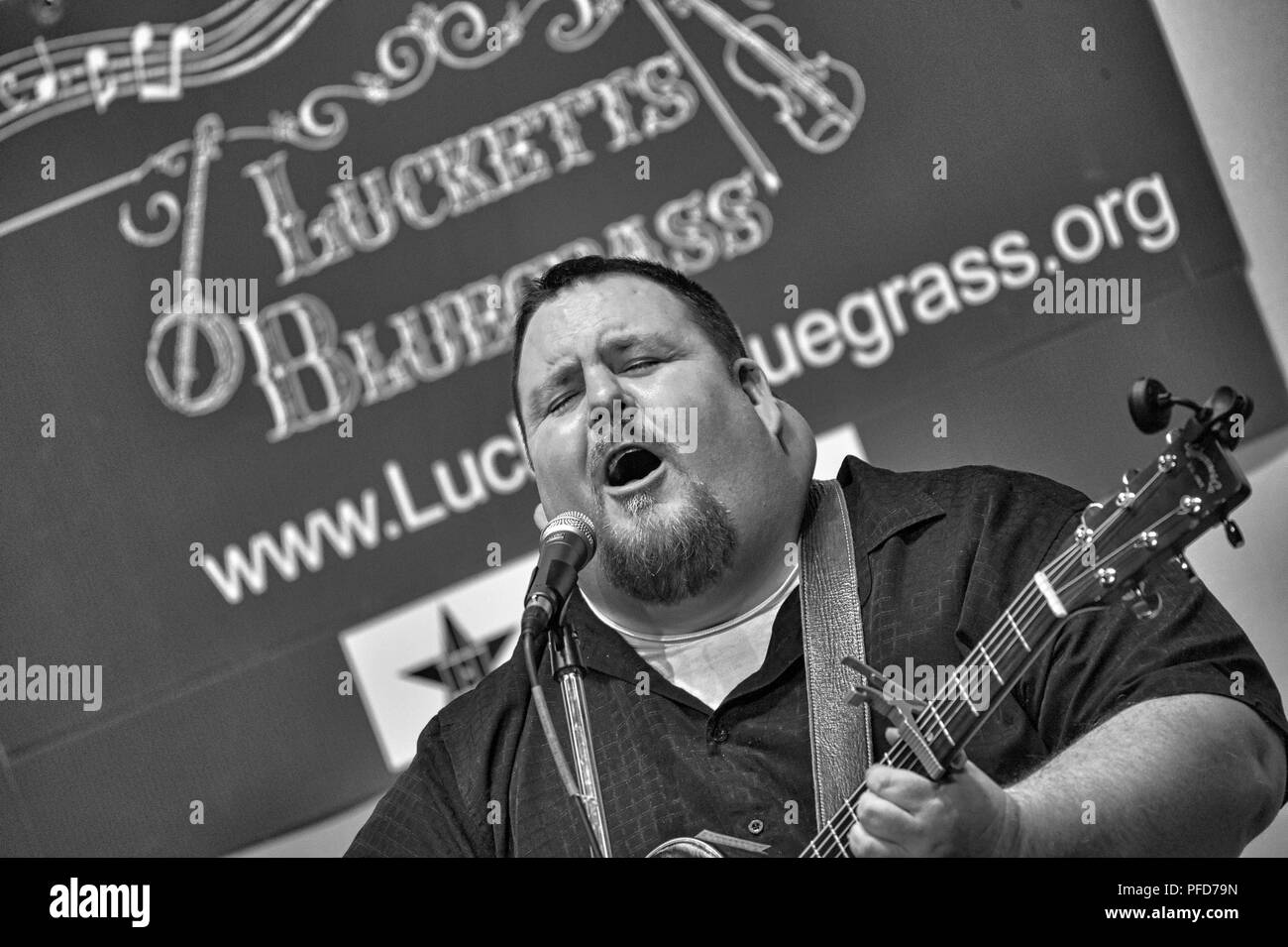 UNITED STATES - 02042017: Josh Grigsby of 'Josh Grigsby and County Line' preforms at the Lucketts School. The Lucketts school has had bluegrass music  Stock Photo