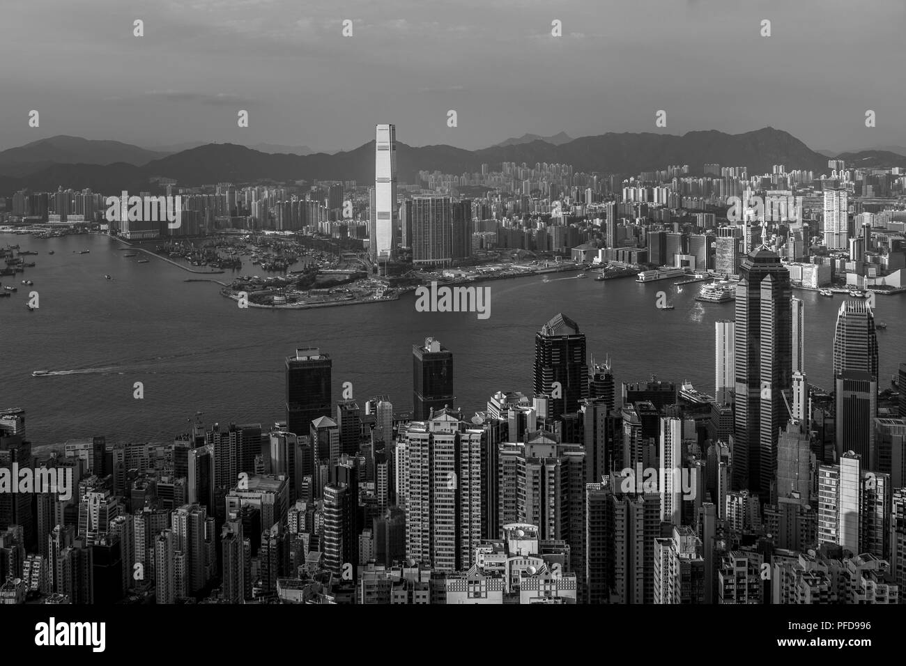 hong kong harbour view with B&W Color Stock Photo Alamy