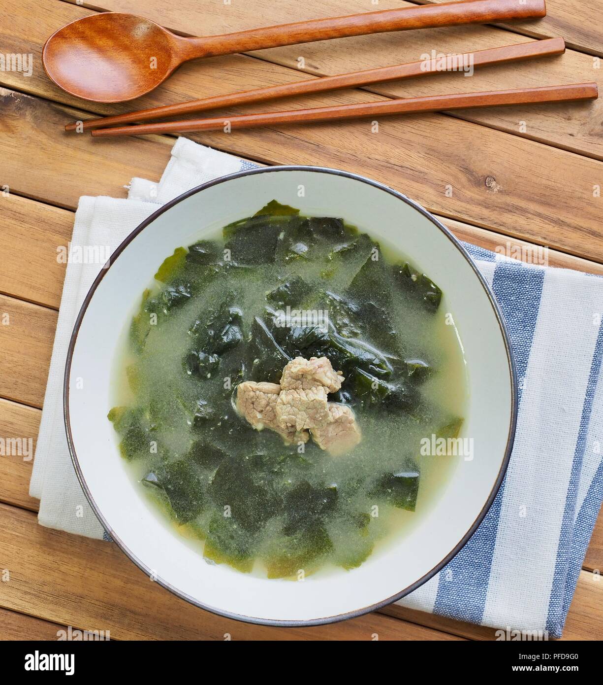 Korean food beef seaweed soup Stock Photo Alamy