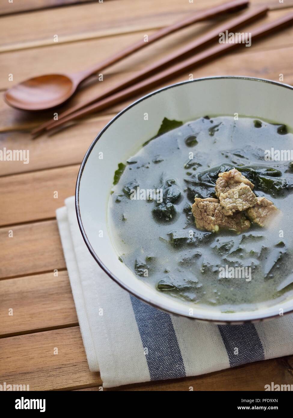 Korean food beef seaweed soup Stock Photo