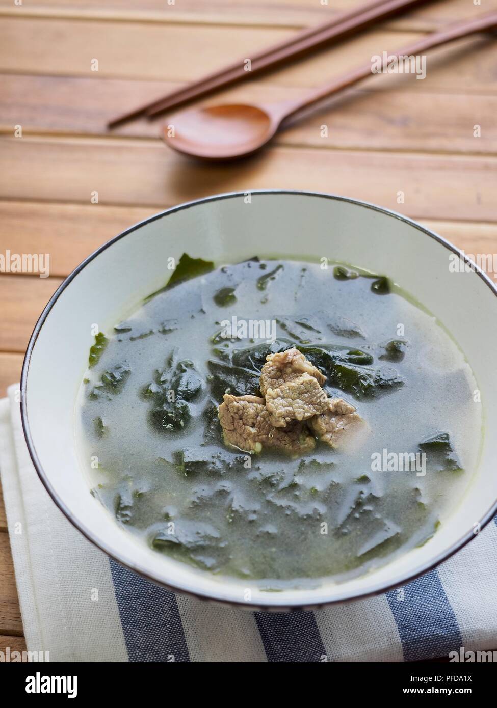 Korean food beef seaweed soup Stock Photo Alamy