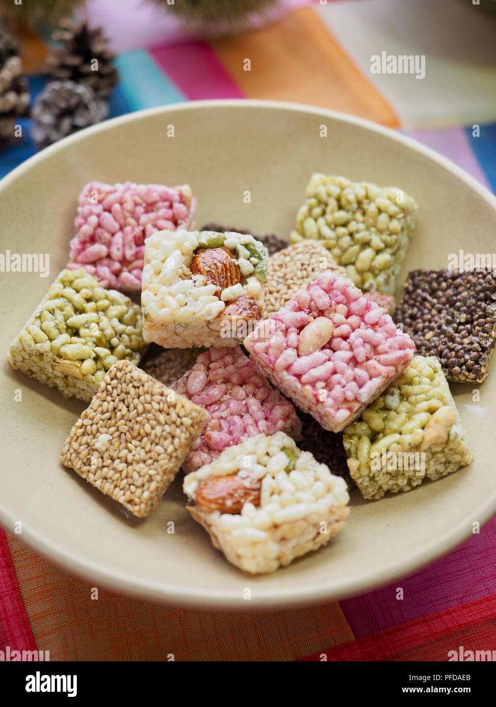 Korean traditional snacks Sweet Rice Puffs , Gangjeong Stock Photo Alamy
