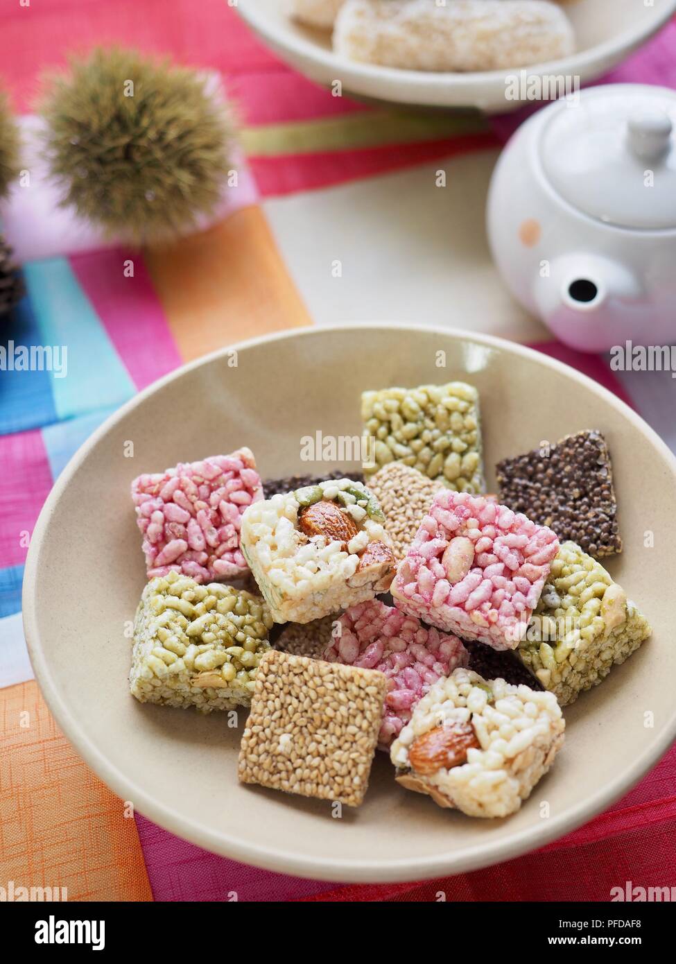 Korean traditional snacks Sweet Rice Puffs , Gangjeong Stock Photo Alamy