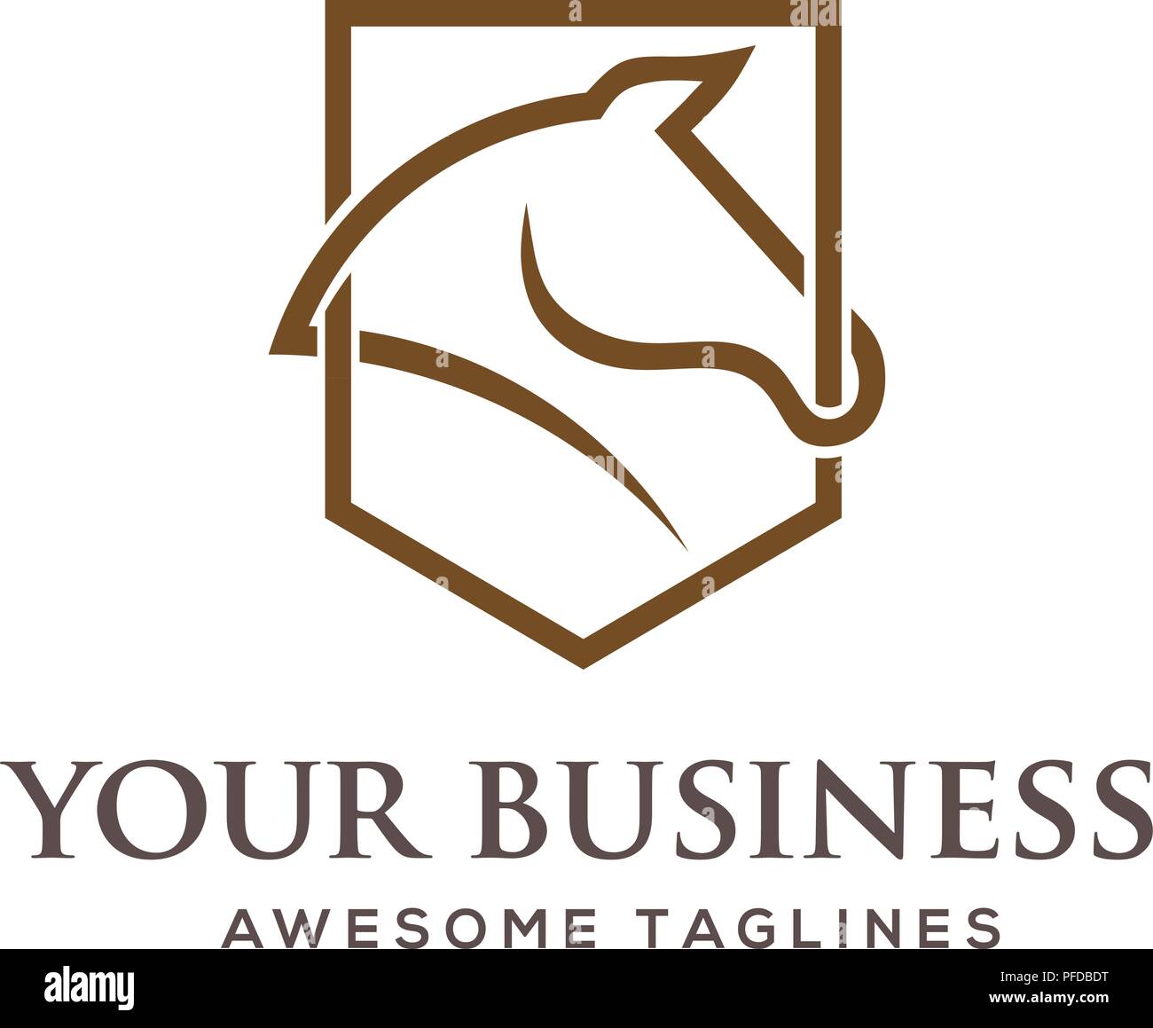 abstract lines Horse head shield logo on White background, Horse head