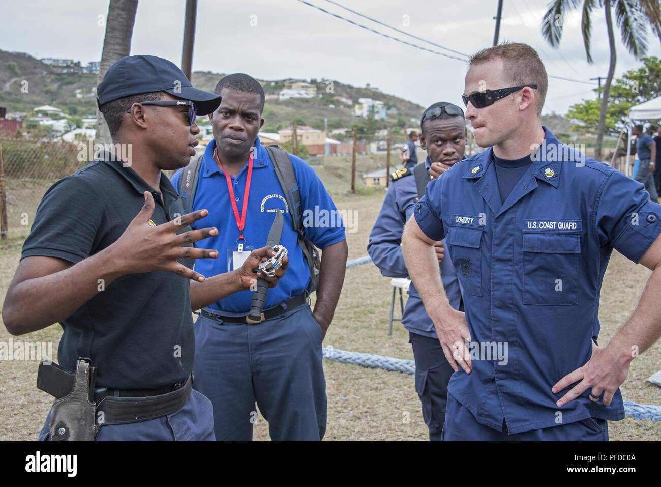 Crewmembers of from the Maritime Law Enforcement Academy conduct law