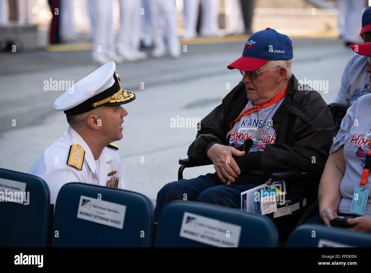 WASHINGTON (June 5, 2018) Rear Adm. Ronald Boxall meets with members of an Honor Flight from