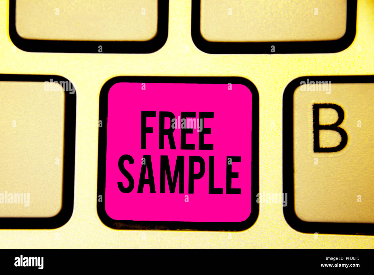 Handwriting Text Free Sample Concept Meaning Portion Of Products Handwriting Text Free Sample Concept Meaning Portion Of Products Given To Consumers In Ping Malls Keyboard Pink Key Intention Create Computer Com