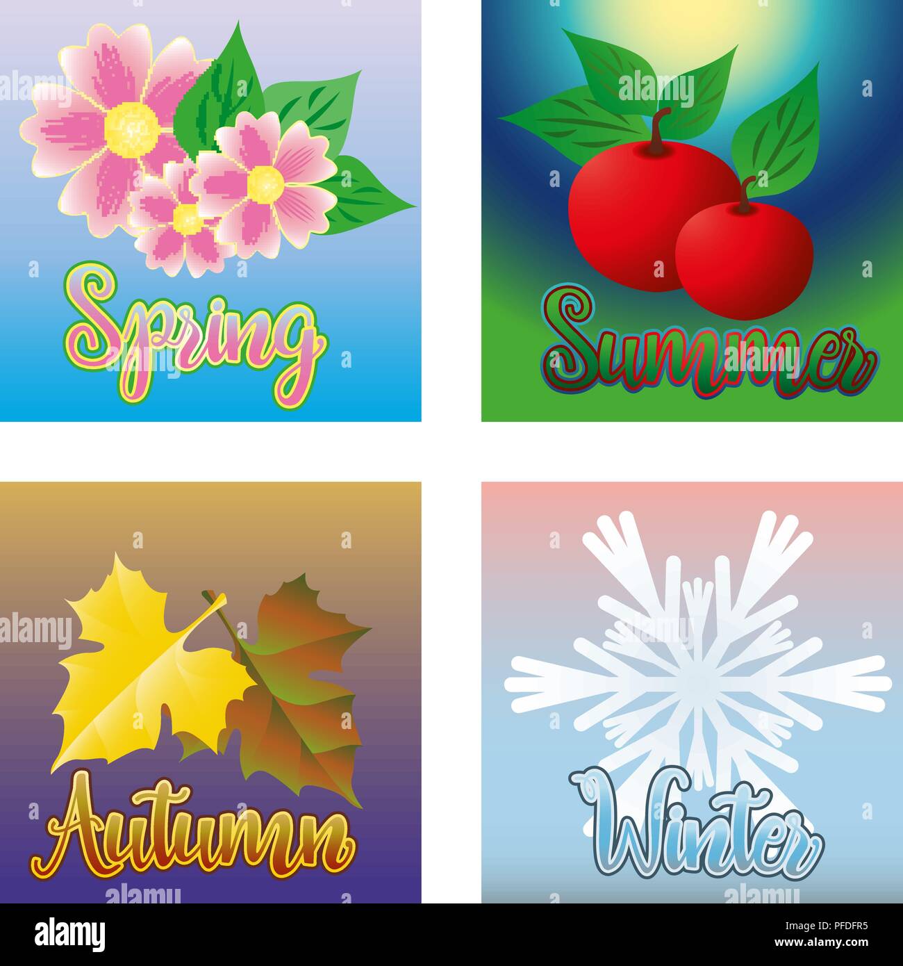 Four seasons word banners, vector illustration Stock Vector Image & Art ...