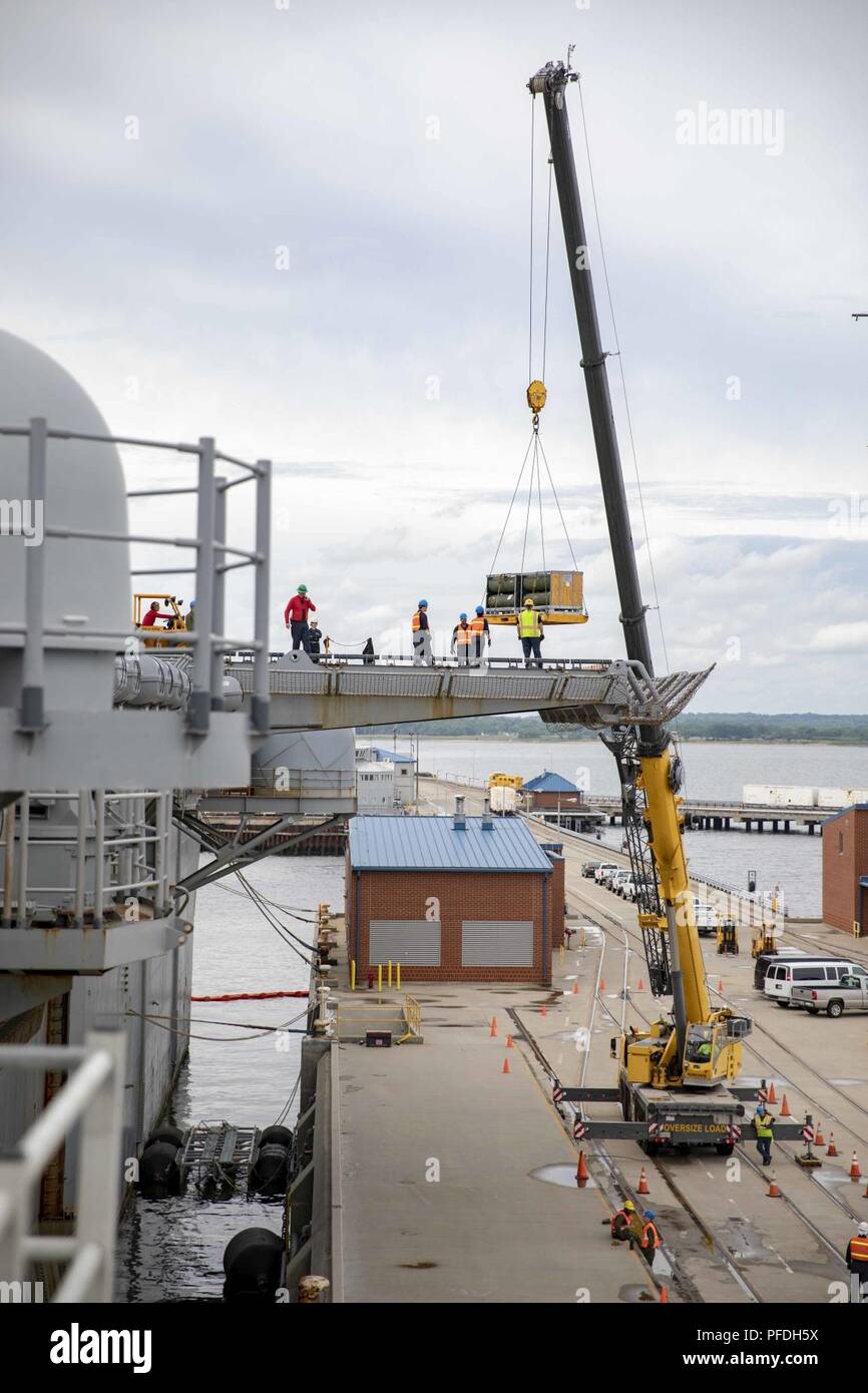 Naval Weapons Station Earle EARLE, N.J. (June 11, 2018) Sailors attached to the Wasp-class ...
