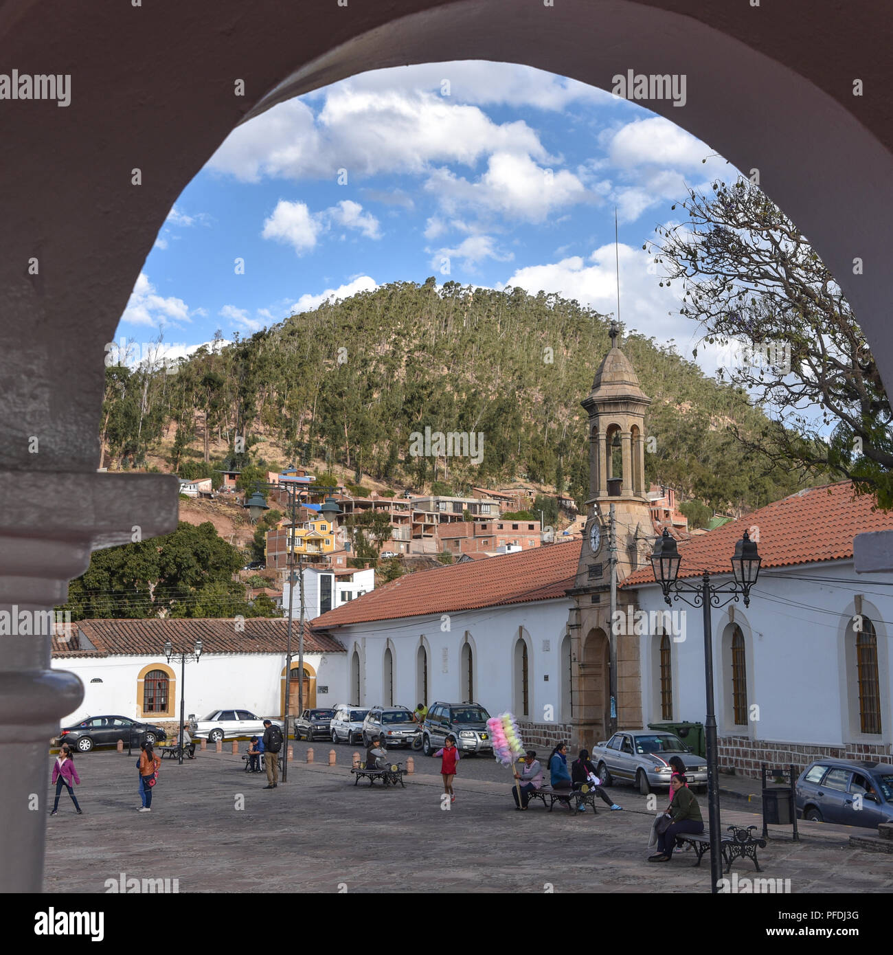 Plaza Pedro de Anzares, and colonial buildings and monastery of La Recoleta, Sucre, Bolivia Stock Photo