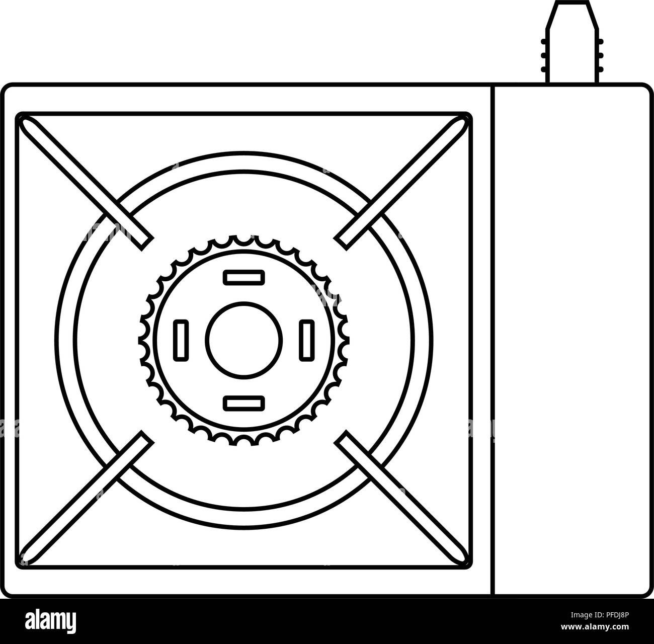 Icon of camping gas burner stove. Thin line design. Vector illustration. Stock Vector