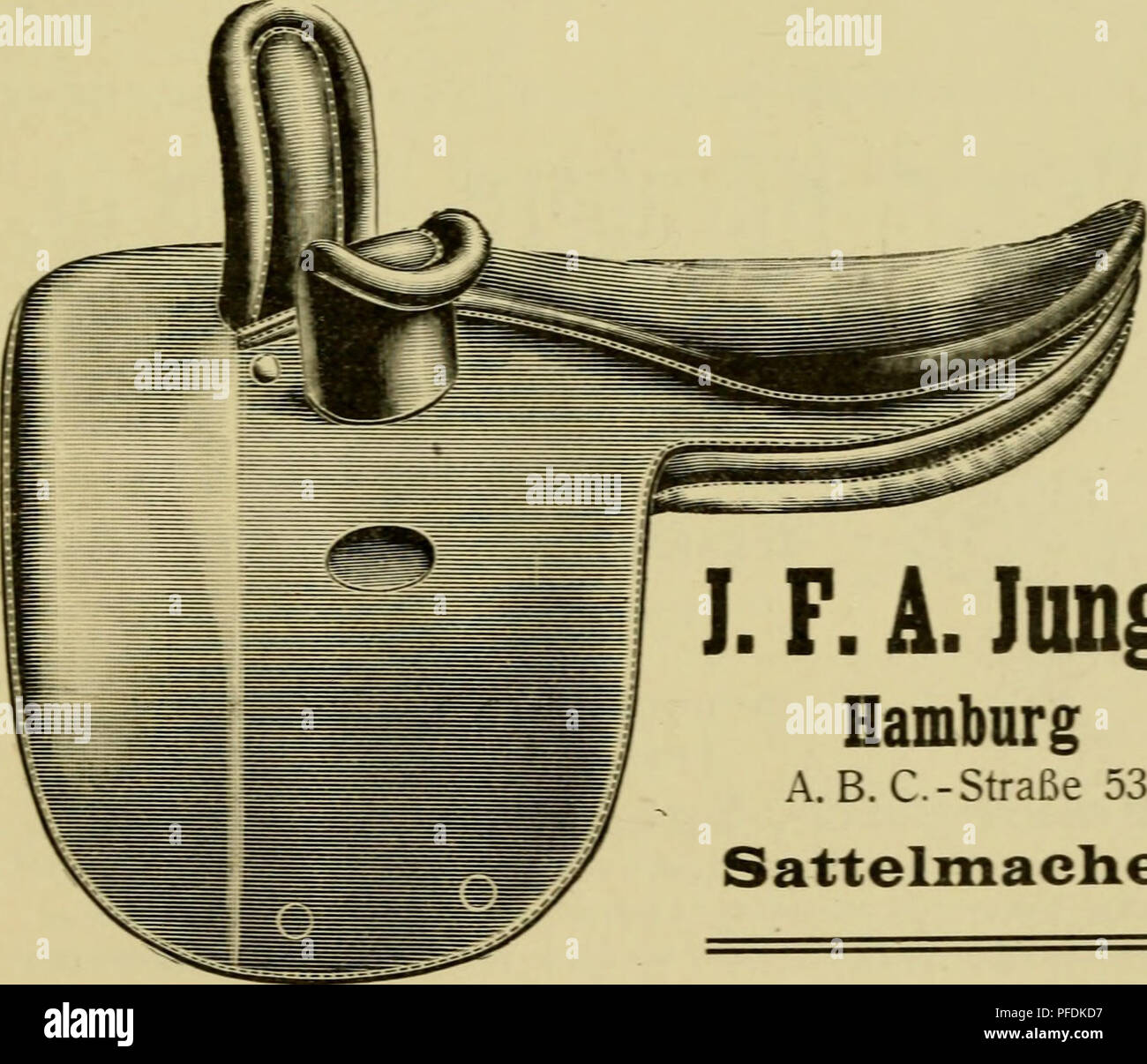 Der Damen-Reitsport : Mit 50 Abbildungen = Women riders : with 50  illustrations. Horses; Women in horse sports. — 171 — Empfehlenswerte  Bezugsquellen. Sattlerwaren: J. F. A. Junge, Sattelmacher, Hamburg, A. B.