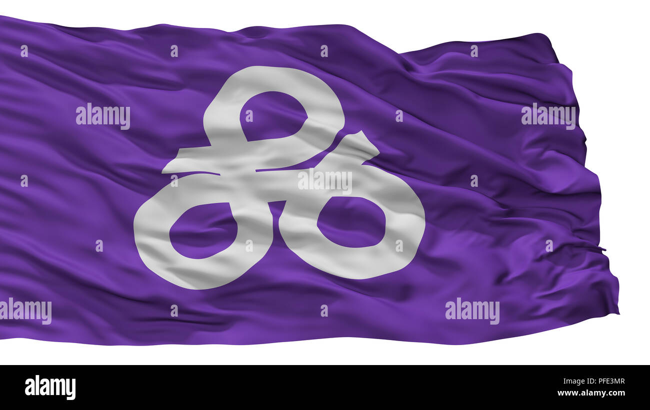 Okinawa City Flag, Japan, Okinawa Prefecture, Isolated On White