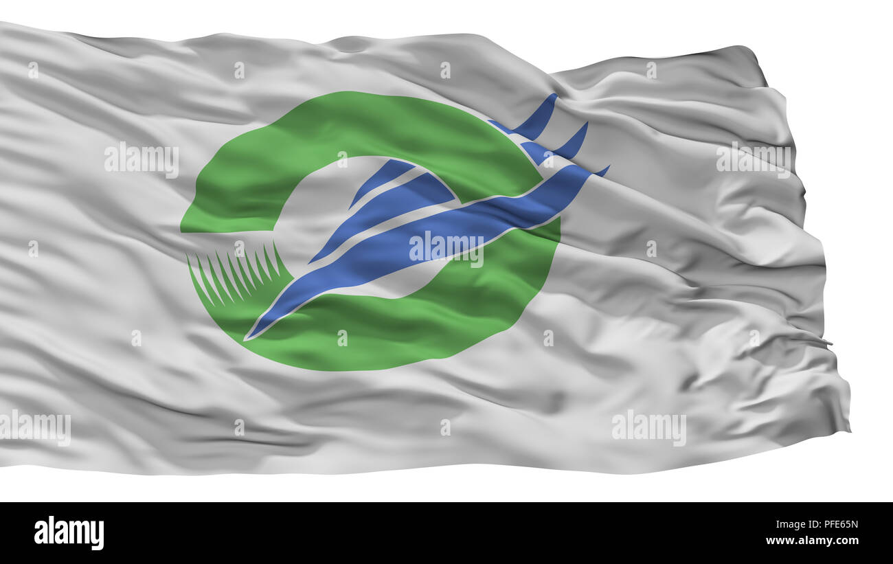 Wajima City Flag, Japan, Ishikawa Prefecture, Isolated On White Background Stock Photo