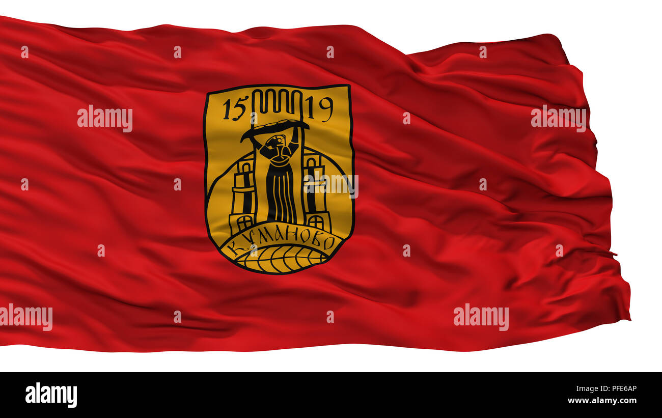 Kumanovo Municipality City Flag, Macedonia, Isolated On White Background Stock Photo