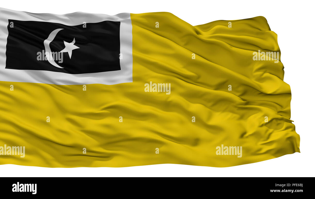 Kuala Terengganu City Flag, Malaysia, Terengganu State, Isolated On White Background Stock Photo