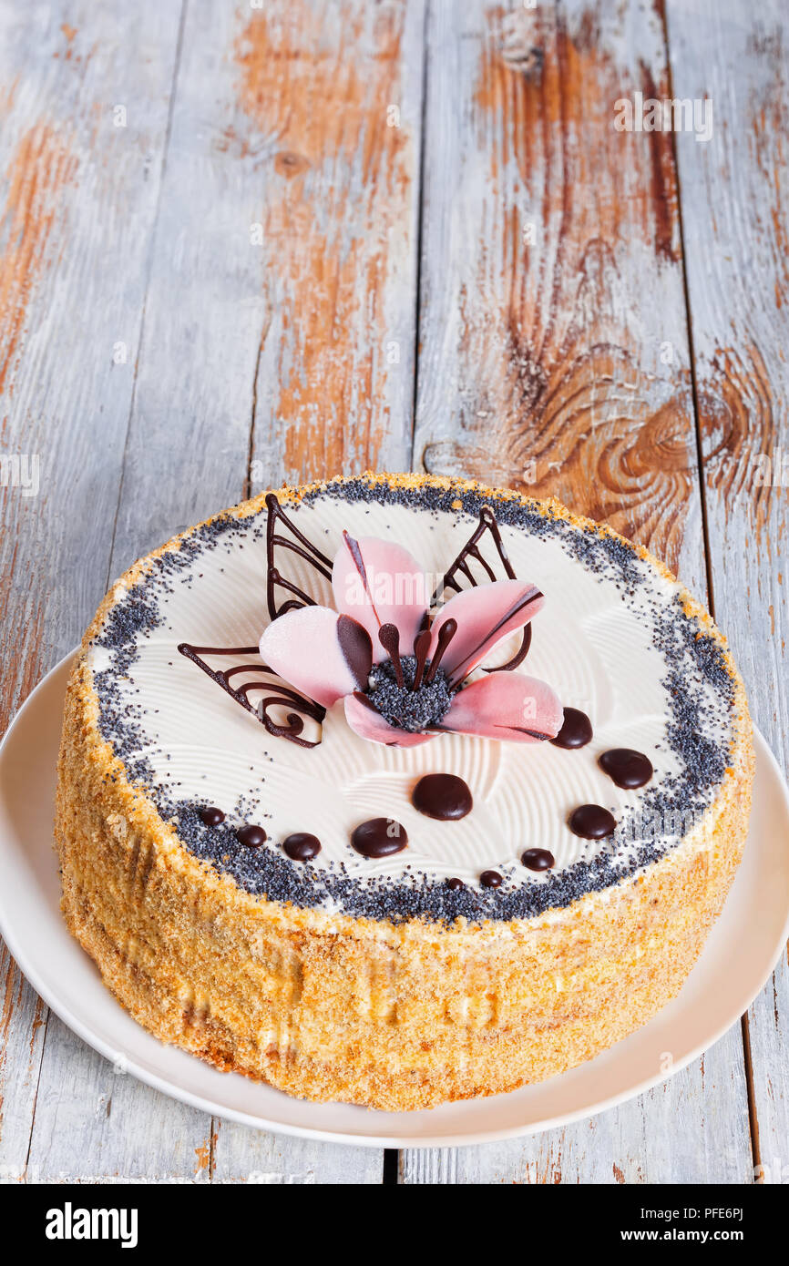 Luscious Poppy Seeds Walnut And Raisins Sponge Cake Layered With