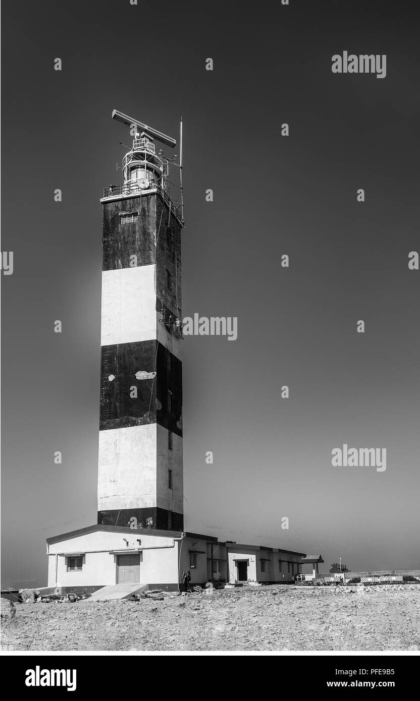 Dwarka, Gujarat , India, December 15,2014 A View Of  Light House. Stock Photo