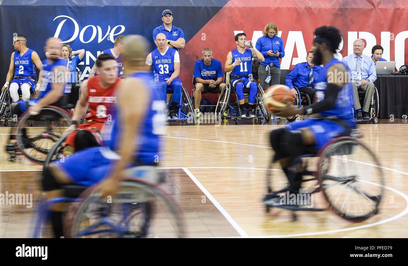 Team Air Force Wheelchair Basketball Athletes Watch As Teammates