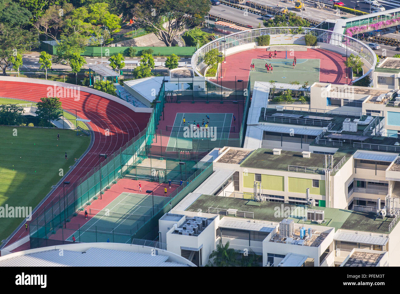 Rooftop was design to facilitate 2 tennis courts and a basketball court
