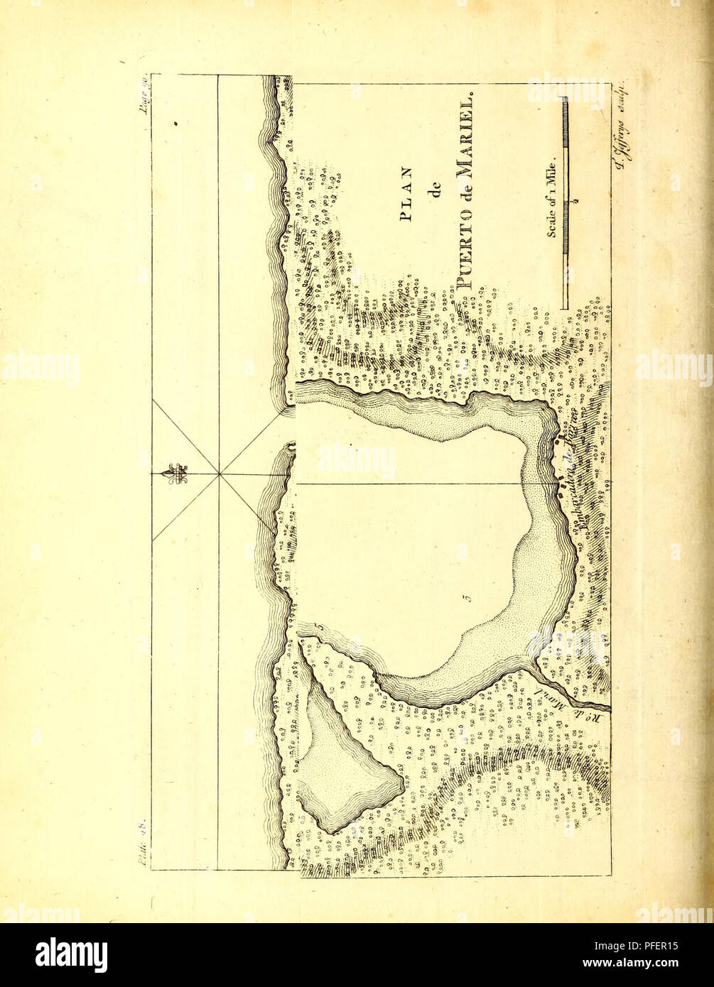 . A description of the Spanish islands and settlements on the coast of the West Indies : compiled from authentic memoirs, revised by gentlemen who have resided many years in the Spanish settlements : and illustrated with thirty-two maps and plans, chiefly from original drawings taken from the Spaniards in the last war. . Please note that these images are extracted from scanned page images that may have been digitally enhanced for readability - coloration and appearance of these illustrations may not perfectly resemble the original work.. Jefferys, Thomas, -1771. London : Printed for T. Jeffery Stock Photo