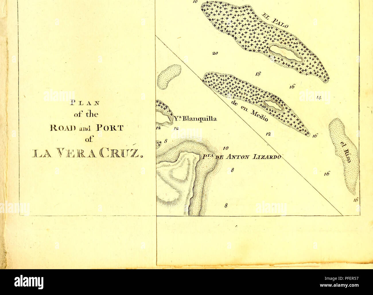 . A description of the Spanish islands and settlements on the coast of the West Indies : compiled from authentic memoirs, revised by gentlemen who have resided many years in the Spanish settlements : and illustrated with thirty-two maps and plans, chiefly from original drawings taken from the Spaniards in the last war. . Please note that these images are extracted from scanned page images that may have been digitally enhanced for readability - coloration and appearance of these illustrations may not perfectly resemble the original work.. Jefferys, Thomas, -1771. London : Printed for T. Jeffery Stock Photo