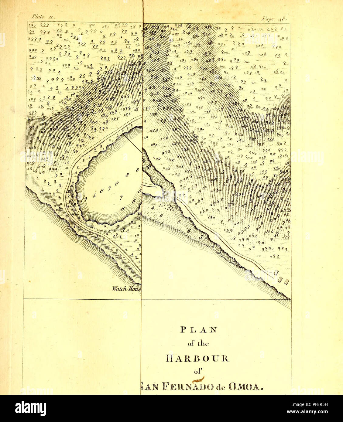 . A description of the Spanish islands and settlements on the coast of the West Indies : compiled from authentic memoirs, revised by gentlemen who have resided many years in the Spanish settlements : and illustrated with thirty-two maps and plans, chiefly from original drawings taken from the Spaniards in the last war. . Please note that these images are extracted from scanned page images that may have been digitally enhanced for readability - coloration and appearance of these illustrations may not perfectly resemble the original work.. Jefferys, Thomas, -1771. London : Printed for T. Jeffery Stock Photo