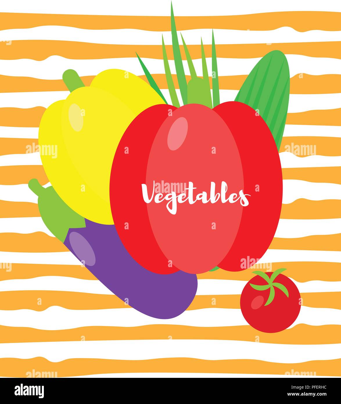 Vector illustration. Set of vegetables in the style of a flat Stock ...