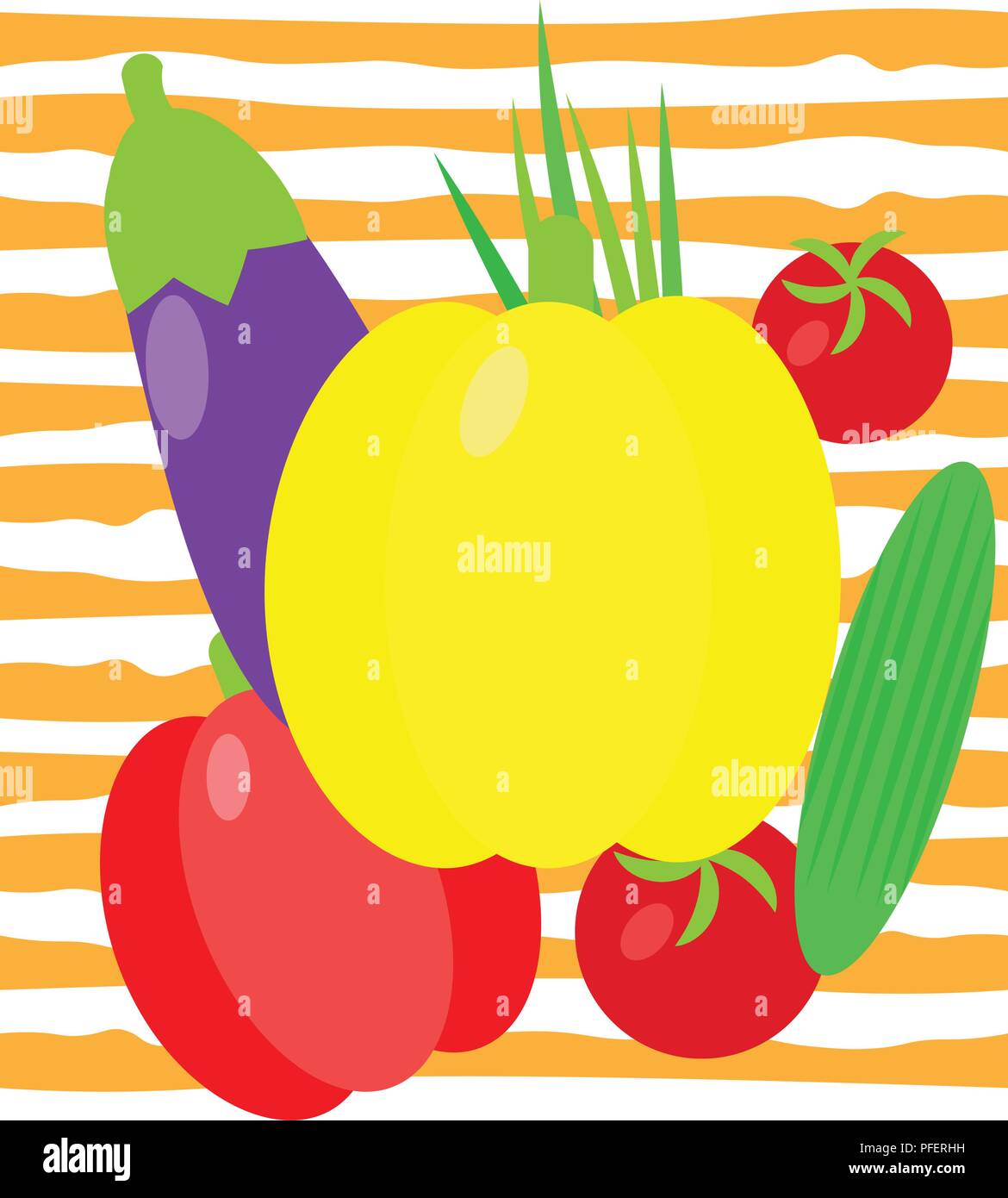 Vector illustration. Set of vegetables in the style of a flat Stock ...