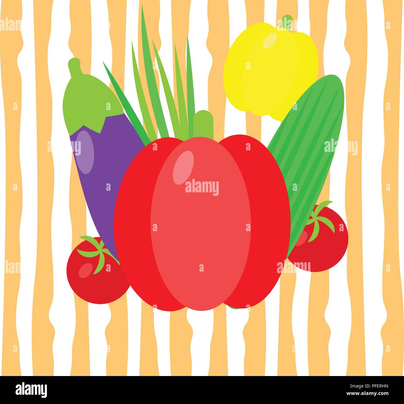 Vector illustration. Set of vegetables in the style of a flat Stock ...