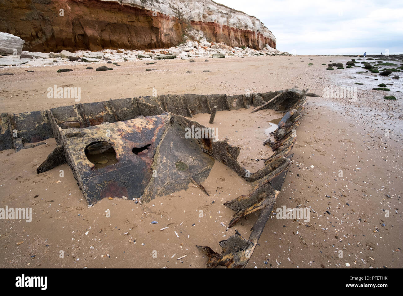 The wreck of the Sheraton below  the cliffs at Hunstanton, Norfolk, UK Stock Photo