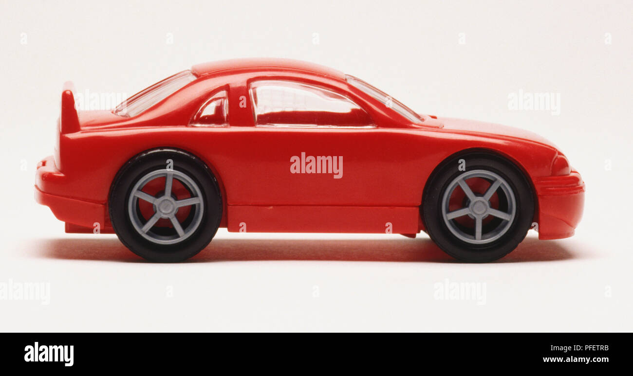 Red toy sports car, side view Stock Photo Alamy