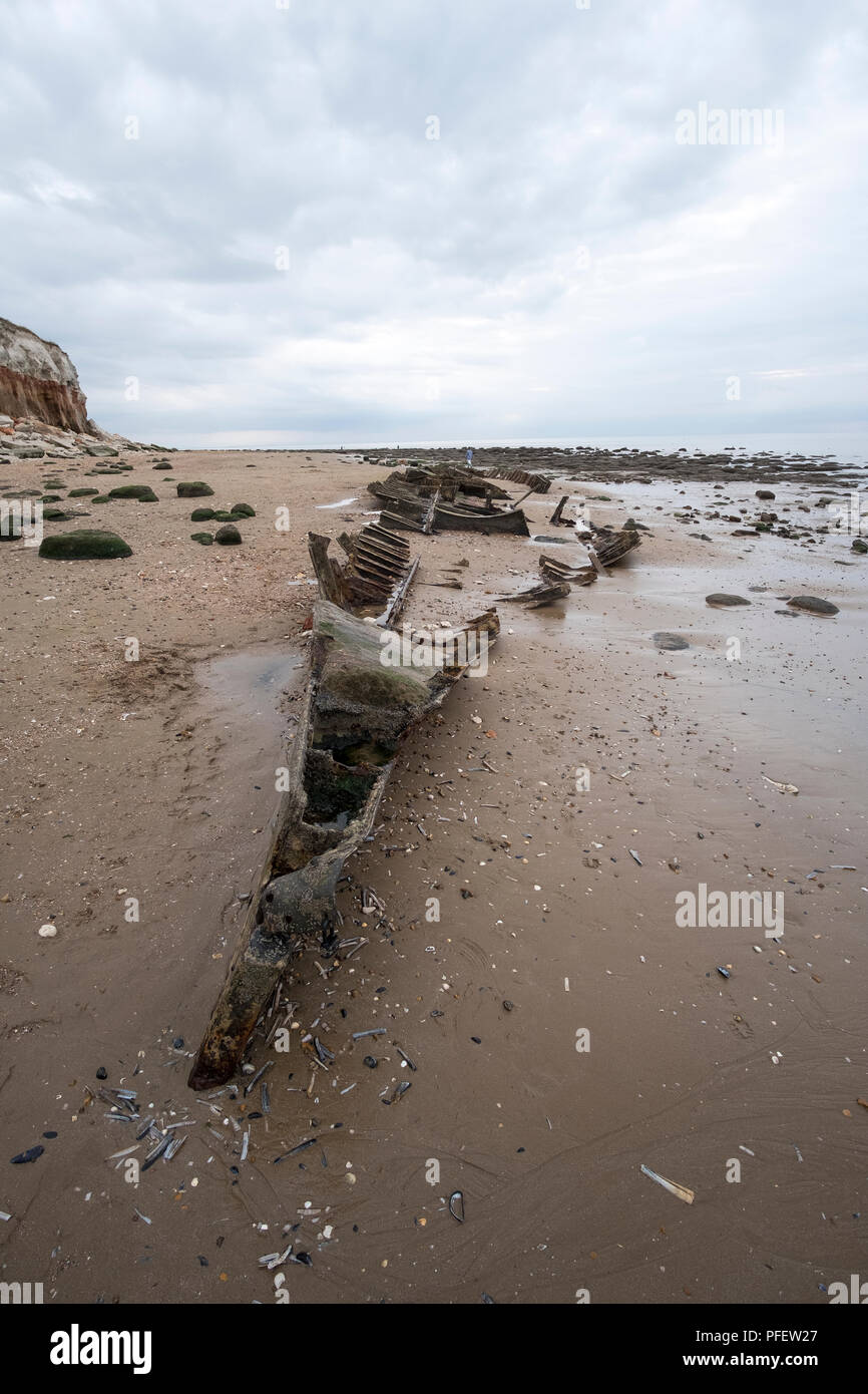 The wreck of the Sheraton below  the cliffs at Hunstanton, Norfolk, UK Stock Photo