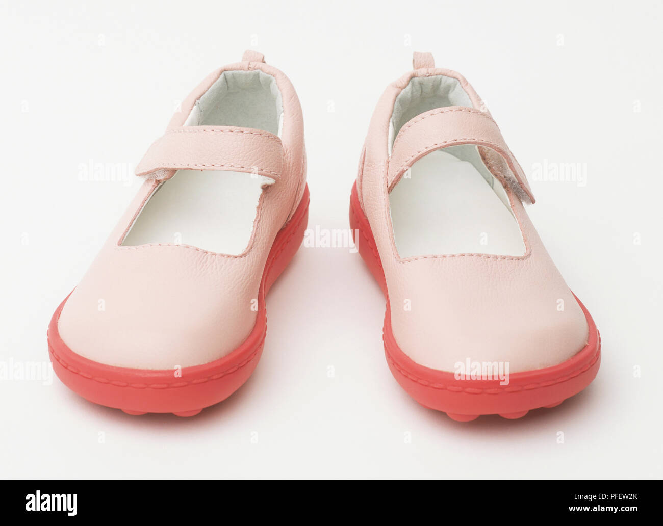 Pair of pink shoes for girls, front view Stock Photo Alamy