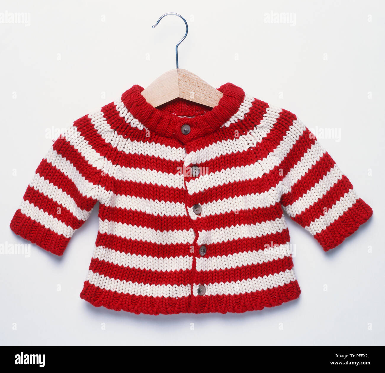 red and white striped cardigan