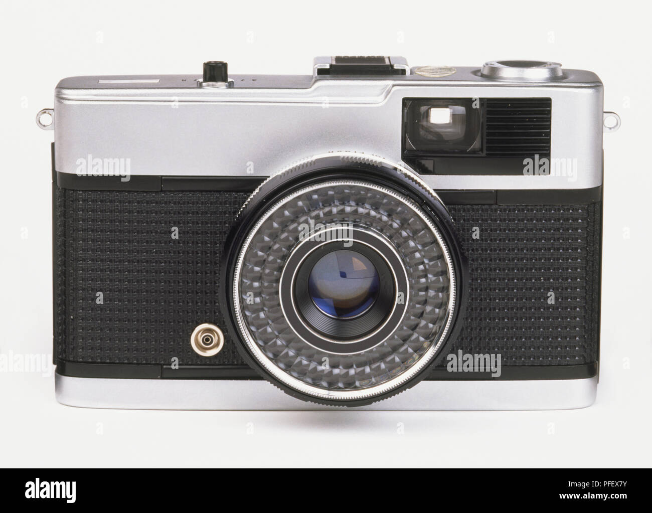 35mm compact camera, front view Stock Photo