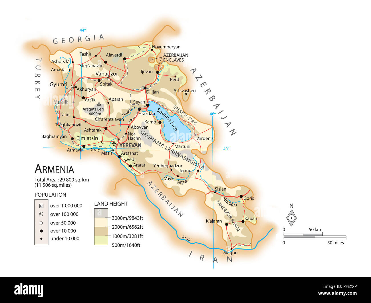 Map of Armenia Stock Photo