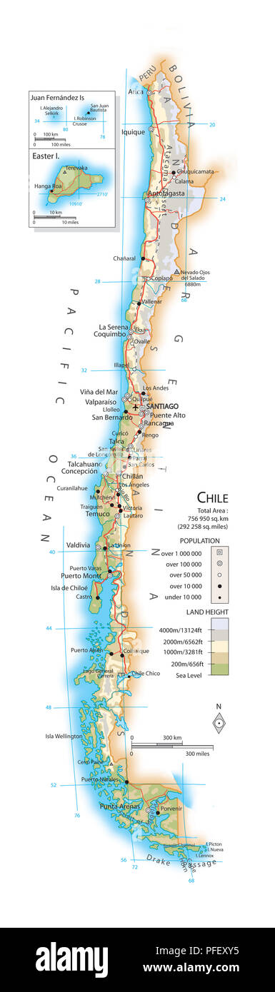 Map of Chile Stock Photo