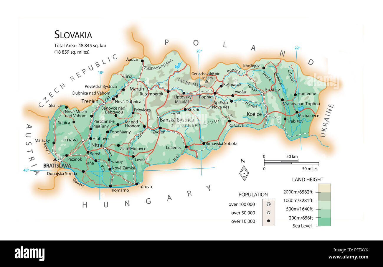 Map of Slovakia Stock Photo