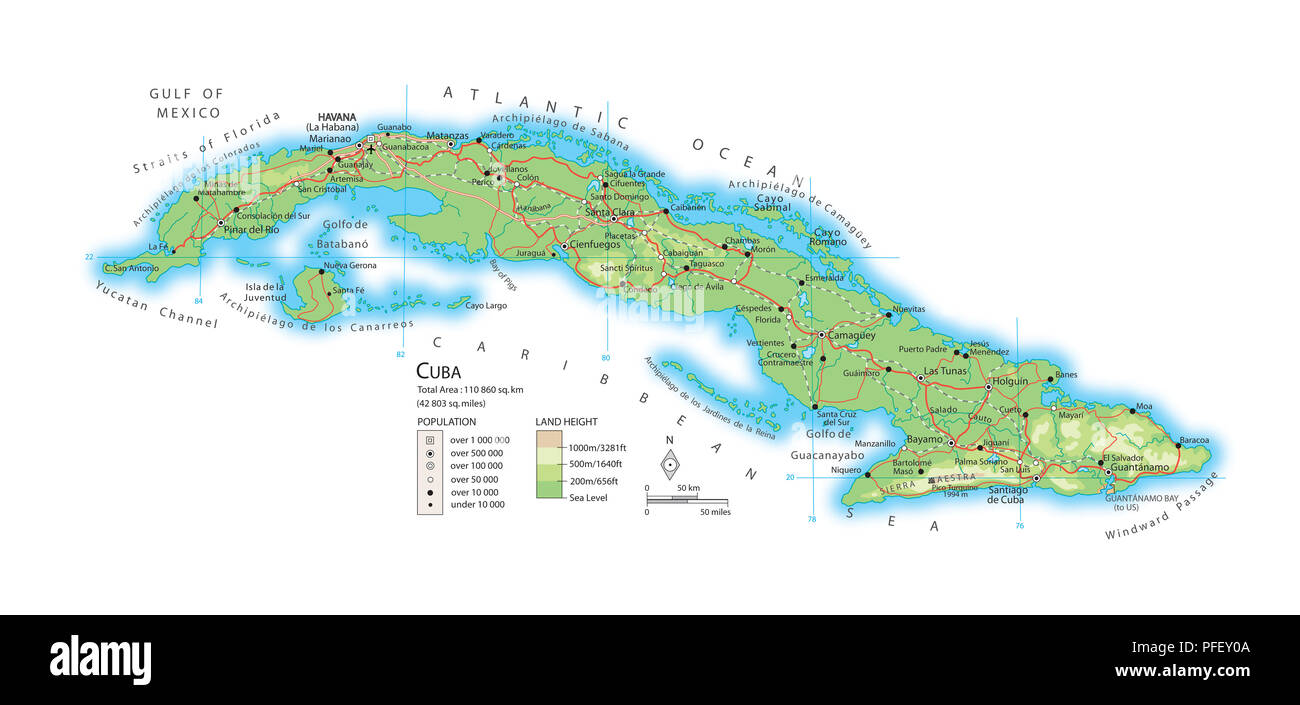 Map of Cuba Stock Photo