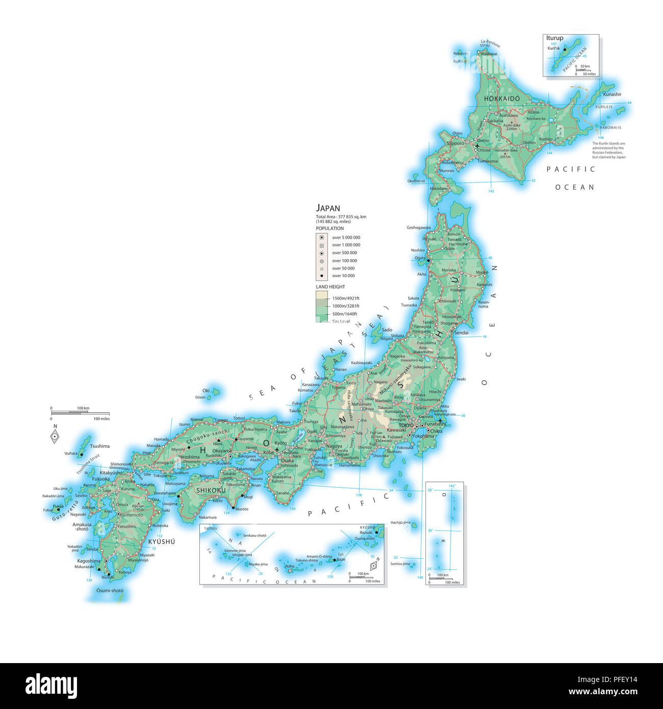Map of Japan Stock Photo