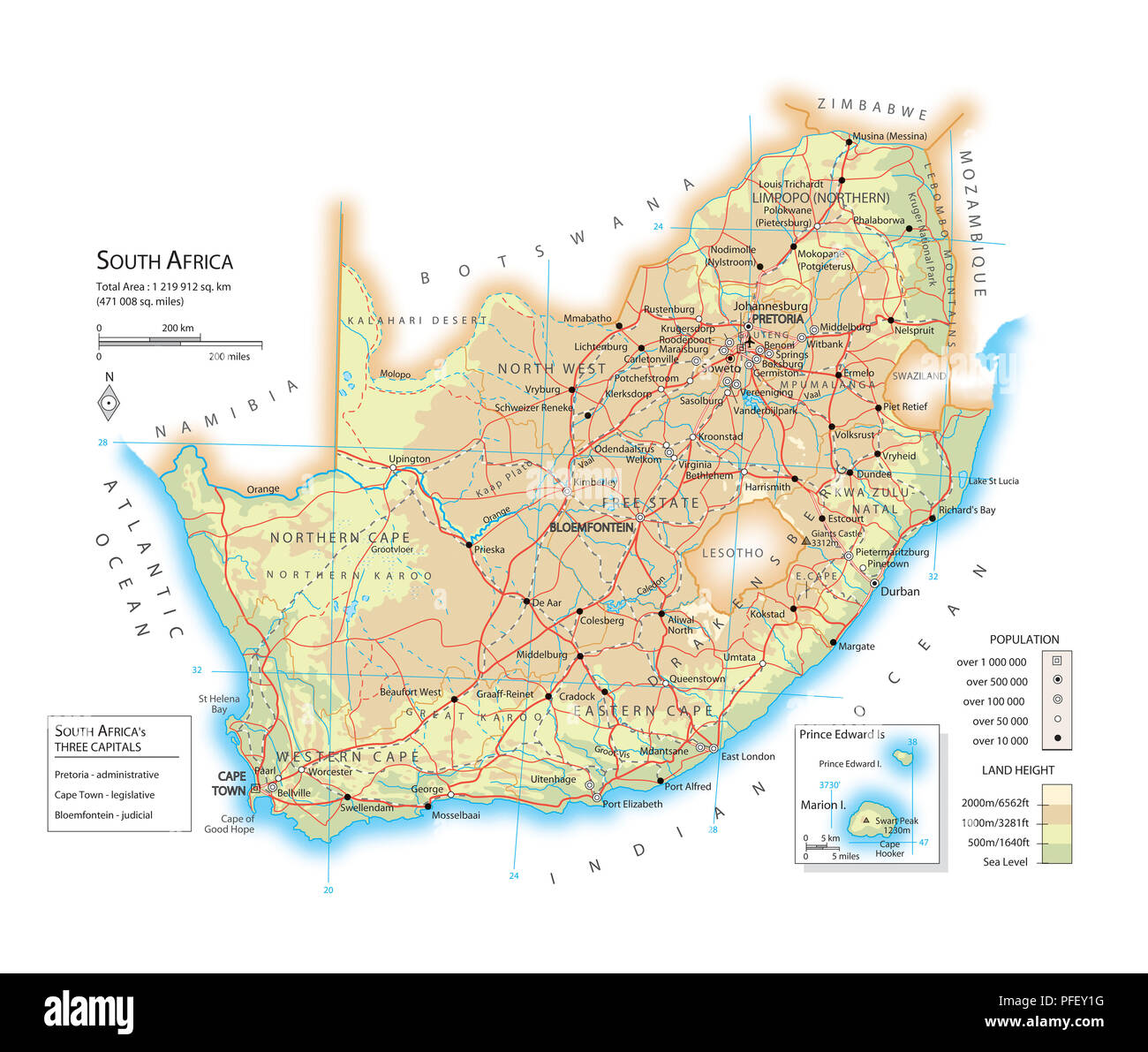 Map of South Africa Stock Photo