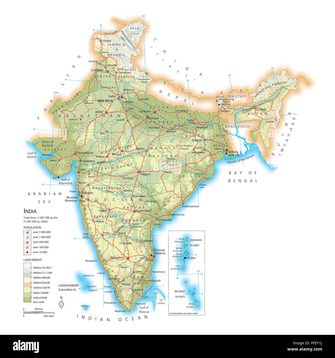 Map of India Stock Photo