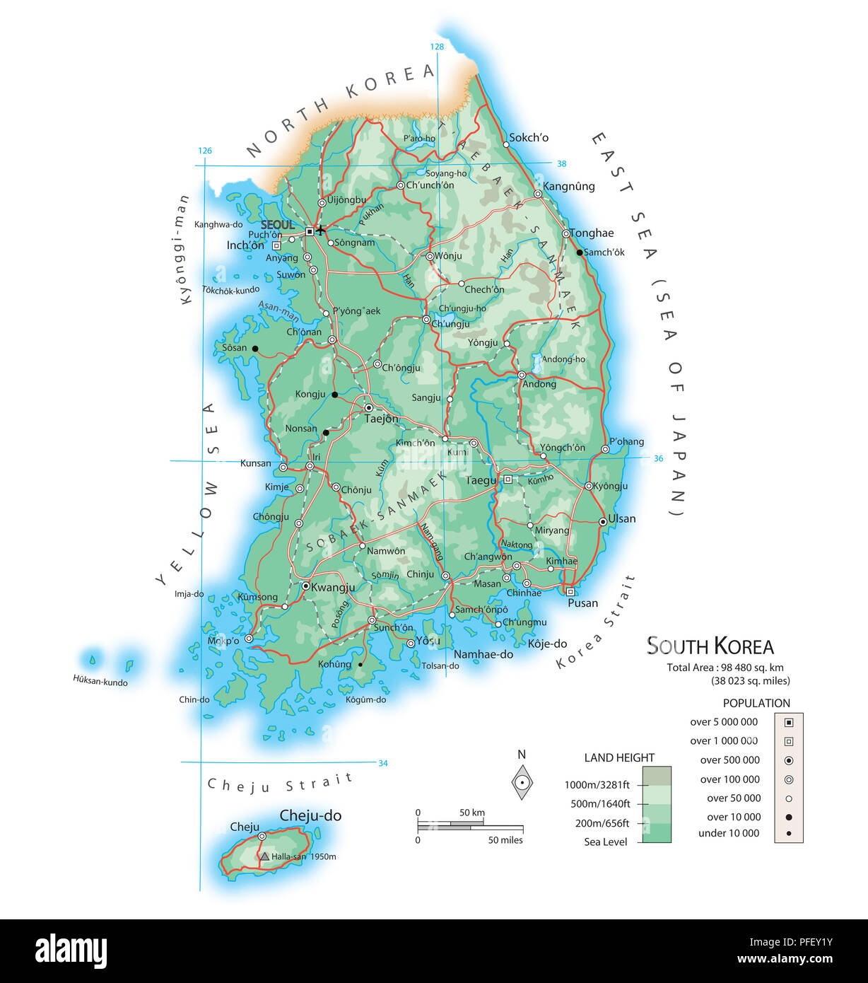 Map of south korea hi-res stock photography and images - Alamy