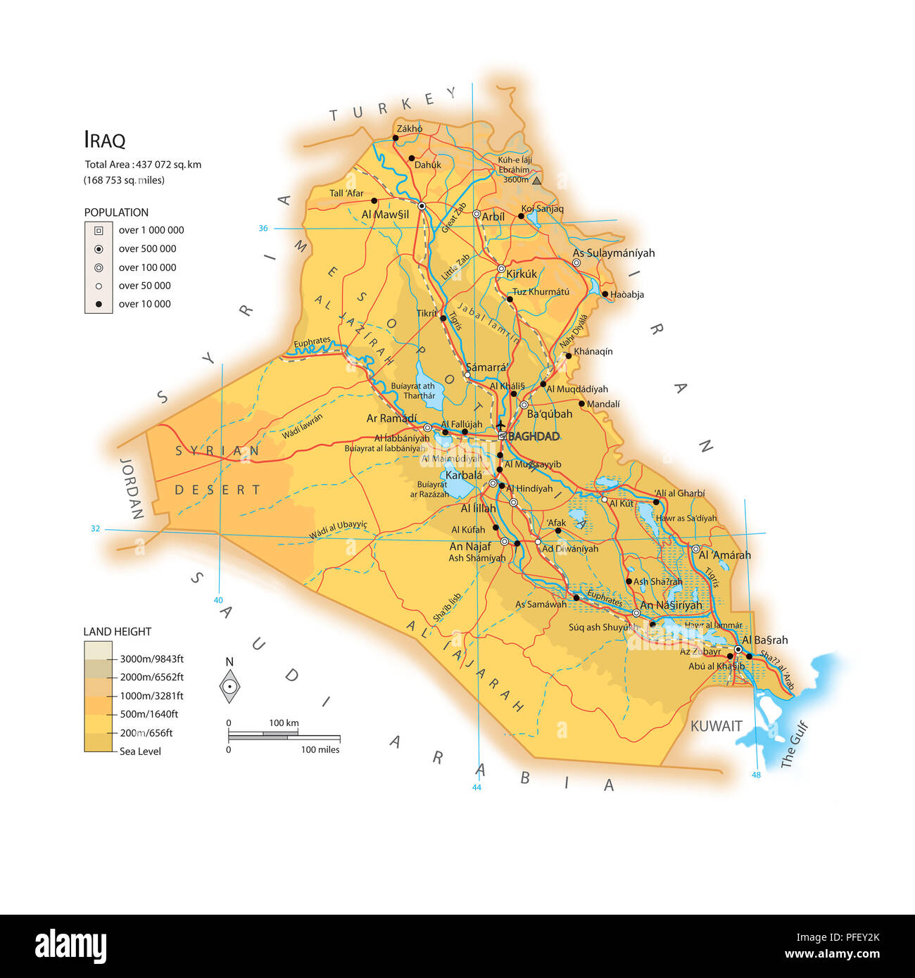 Map of iraq hi res stock photography - Map Of Iraq PFEY2K